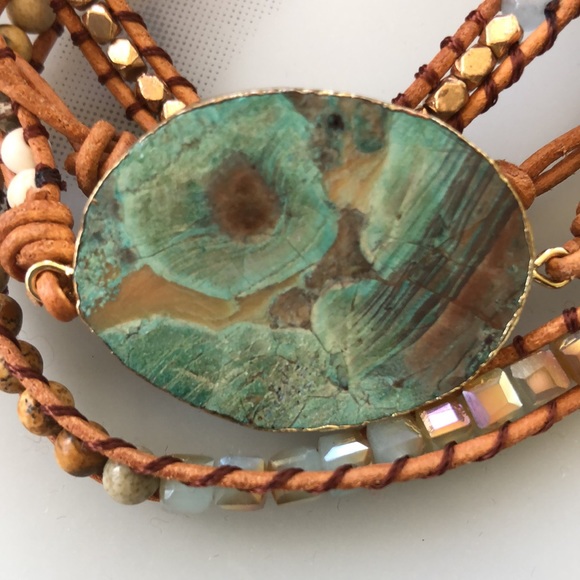 Cape Diablo Turquoise Agate Beaded Wrap Bracelet - Picture 4 of 7